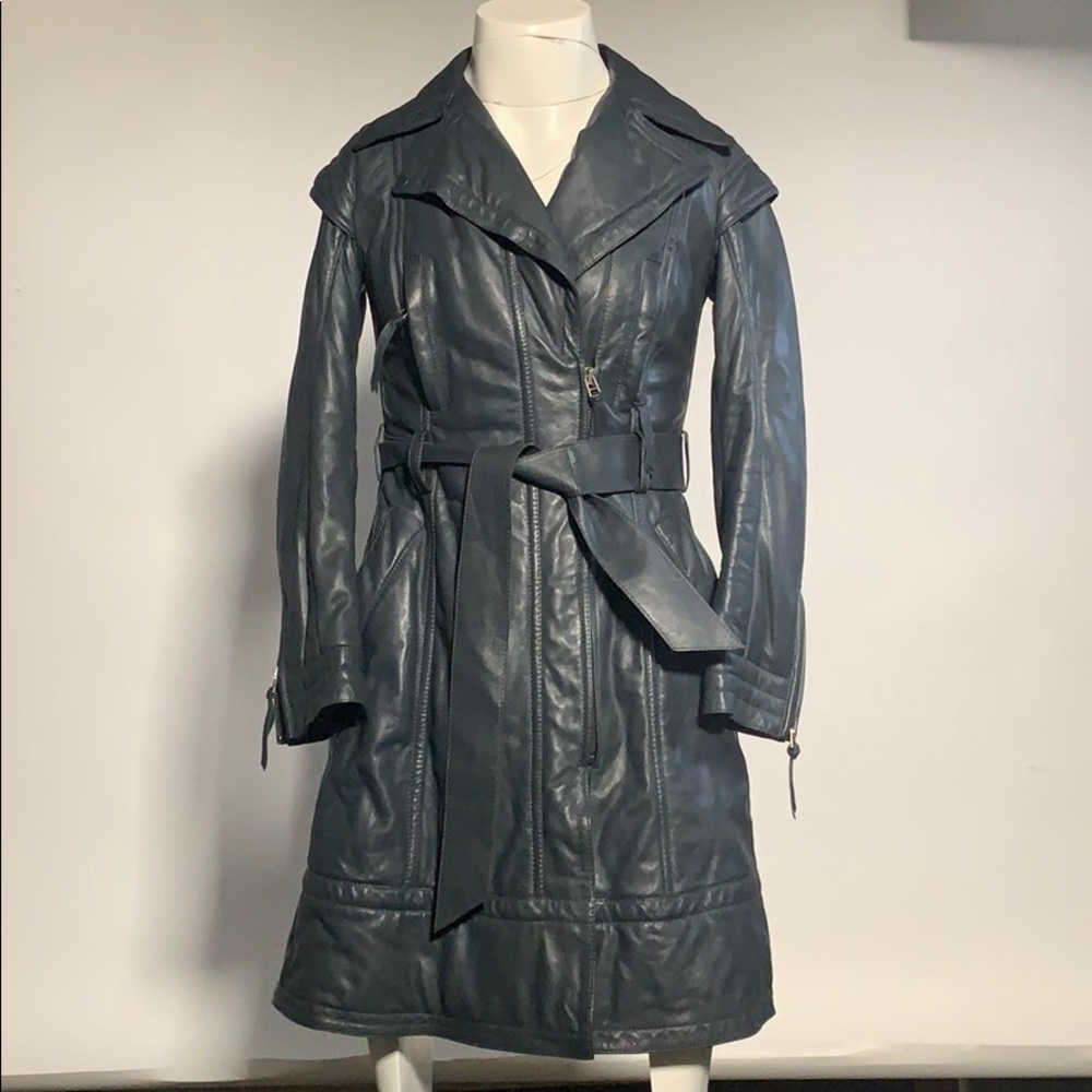 Leather trench coat